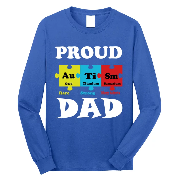 Proud Autism Dad Periodic Table Puzzle Gift Long Sleeve Shirt