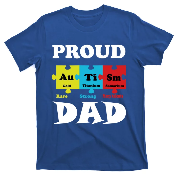 Proud Autism Dad Periodic Table Puzzle Gift T-Shirt