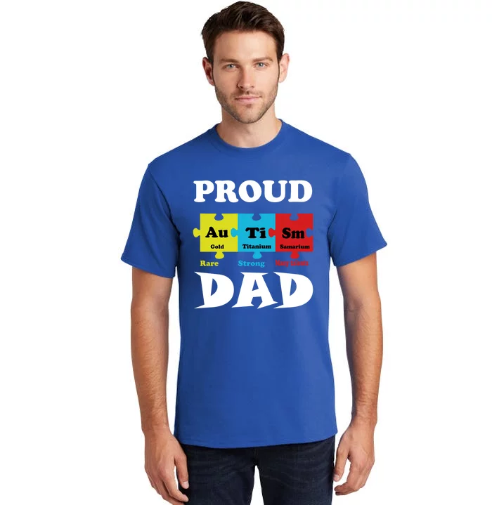 Proud Autism Dad Periodic Table Puzzle Gift Tall T-Shirt