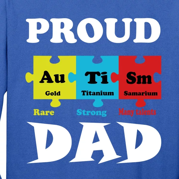 Proud Autism Dad Periodic Table Puzzle Gift Tall Long Sleeve T-Shirt