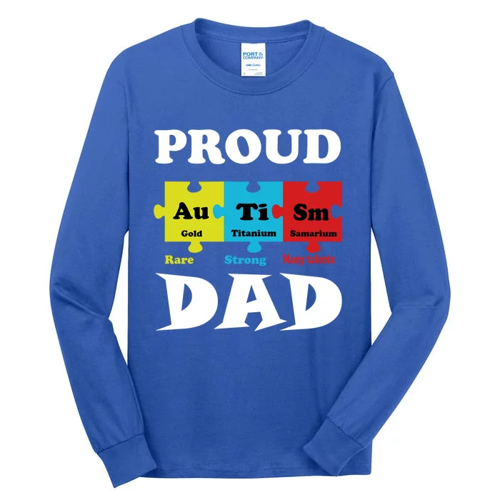 Proud Autism Dad Periodic Table Puzzle Gift Tall Long Sleeve T-Shirt