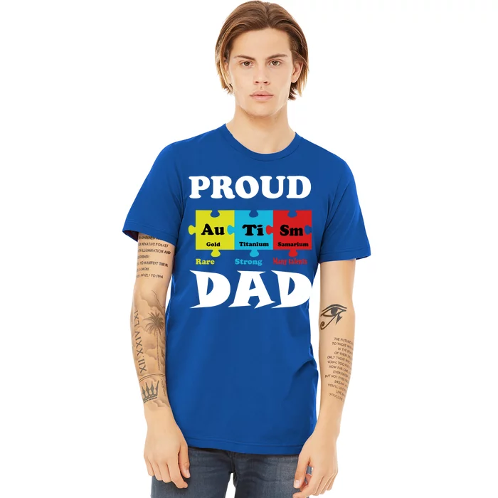 Proud Autism Dad Periodic Table Puzzle Gift Premium T-Shirt