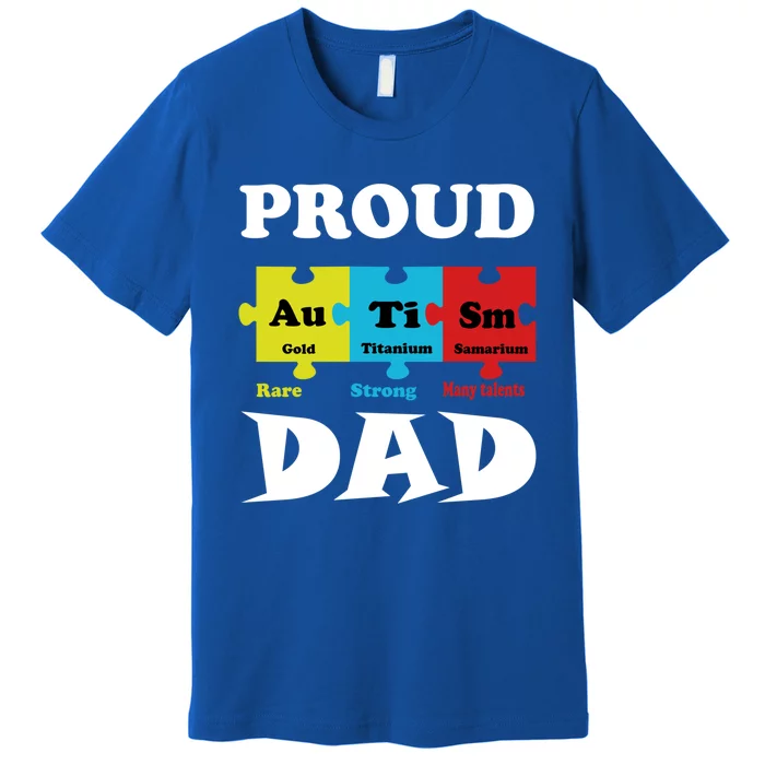 Proud Autism Dad Periodic Table Puzzle Gift Premium T-Shirt