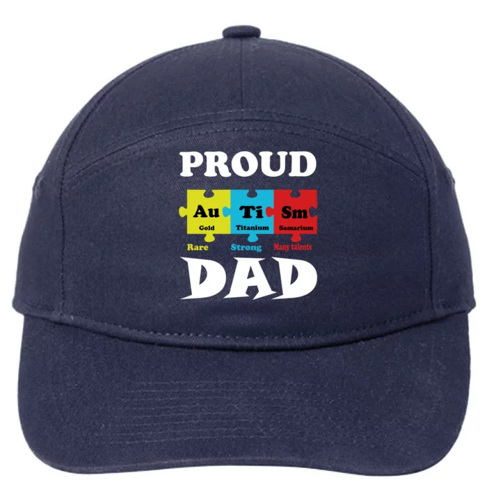 Proud Autism Dad Periodic Table Puzzle Gift 7-Panel Snapback Hat