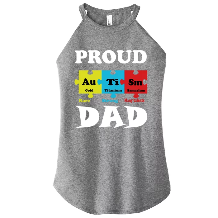 Proud Autism Dad Periodic Table Puzzle Gift Women’s Perfect Tri Rocker Tank