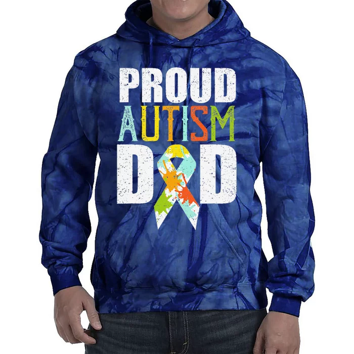 Proud Autism Dad Autism Awareness Gift Tie Dye Hoodie