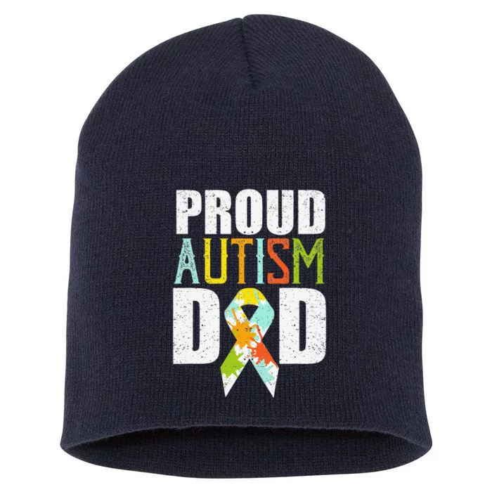 Proud Autism Dad Autism Awareness Gift Short Acrylic Beanie