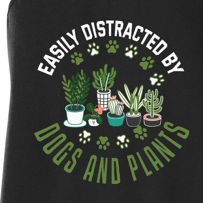 Plants And Dogs Funny Plant Lover Dog Lover Plant Women's Racerback Tank