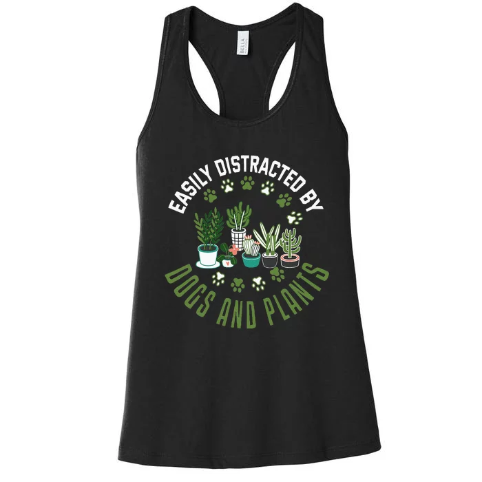 Plants And Dogs Funny Plant Lover Dog Lover Plant Women's Racerback Tank