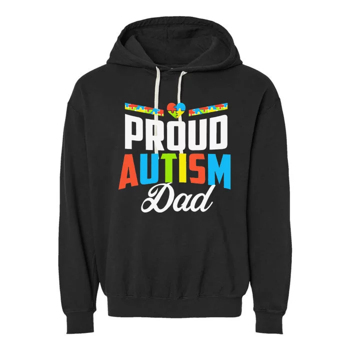 Proud Autism Dad Awareness Support Garment-Dyed Fleece Hoodie