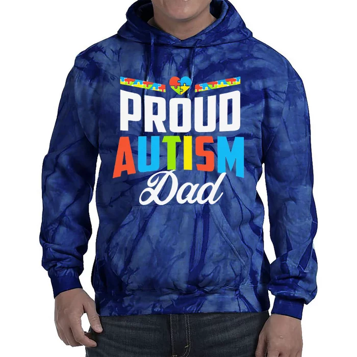 Proud Autism Dad Awareness Support Tie Dye Hoodie