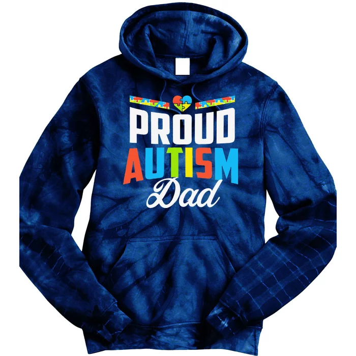 Proud Autism Dad Awareness Support Tie Dye Hoodie