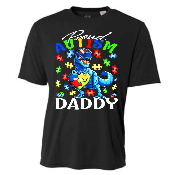 Proud Autism Daddy Dinosaur Autism Awareness Gift Cooling Performance Crew T-Shirt