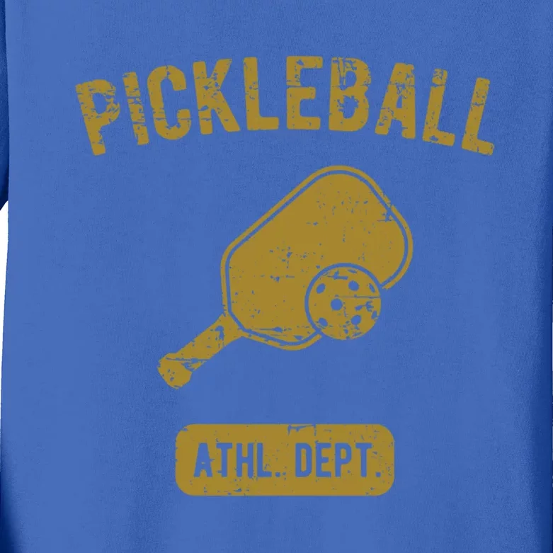 Pickleball Athletic Departt Distressed Style Design Great Gift Kids Long Sleeve Shirt