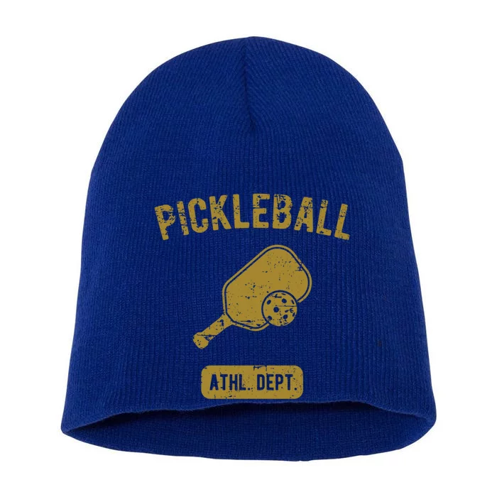 Pickleball Athletic Departt Distressed Style Design Great Gift Short Acrylic Beanie