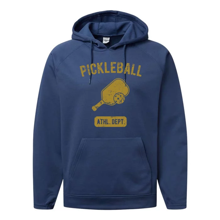 Pickleball Athletic Departt Distressed Style Design Great Gift Performance Fleece Hoodie