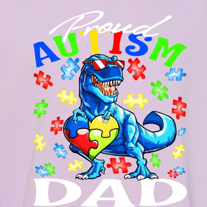 Proud Autism Dad Dinosaur Autism Awareness Gift Garment-Dyed Sweatshirt