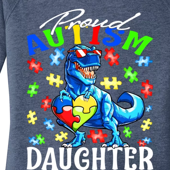 Proud Autism Daughter Dinosaur Autism Awareness Great Gift Women's Perfect Tri Tunic Long Sleeve Shirt