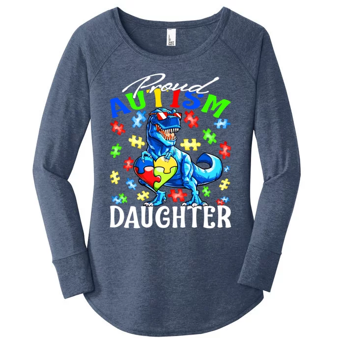 Proud Autism Daughter Dinosaur Autism Awareness Great Gift Women's Perfect Tri Tunic Long Sleeve Shirt