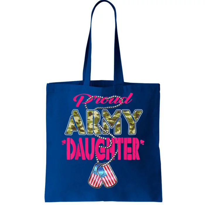 Proud Army Daughter US Flag Camo Dog Tags Gift For Military Child Tote Bag