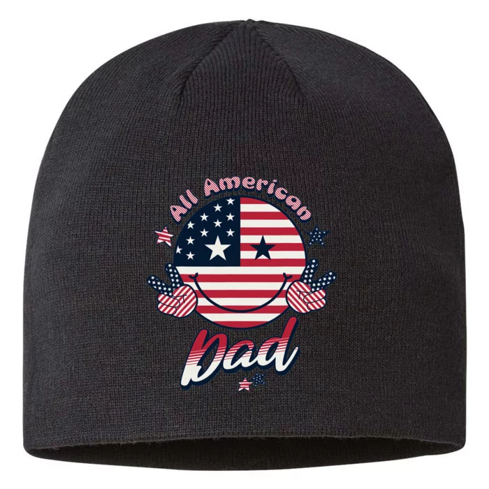 Proud Allamerican Dad Patriotic 4th Of July 8 1/2in Sustainable Knit Beanie