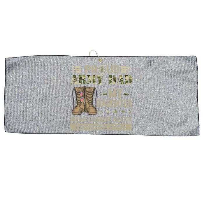 Proud Army Dad Father Gift Proud Father Of A Female Soldier Gift Large Microfiber Waffle Golf Towel