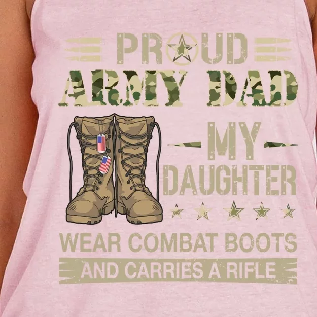 Proud Army Dad Father Gift Proud Father Of A Female Soldier Gift Women's Knotted Racerback Tank