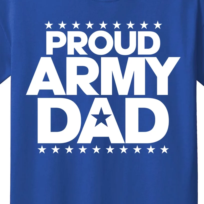 Proud Army Dad With Star Shield For Fathers Of Soldiers Gift Kids T-Shirt