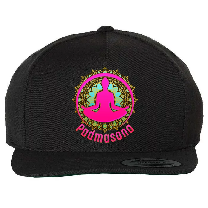 Padmasana Yoga Lotus Pose Wool Snapback Cap