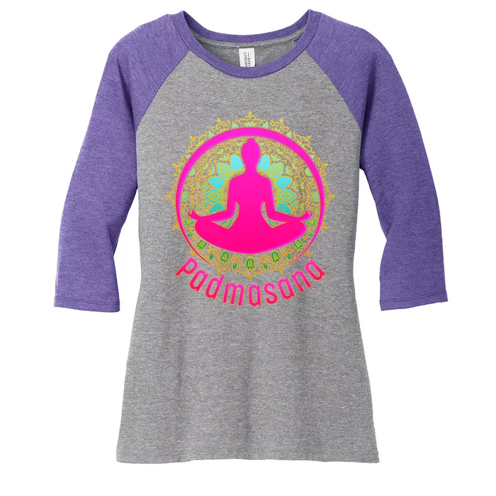 Padmasana Yoga Lotus Pose Women's Tri-Blend 3/4-Sleeve Raglan Shirt