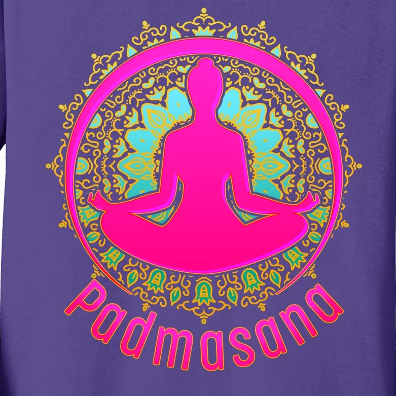 Padmasana Yoga Lotus Pose Kids Long Sleeve Shirt