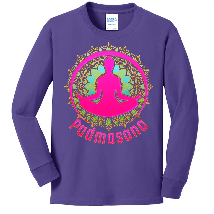 Padmasana Yoga Lotus Pose Kids Long Sleeve Shirt