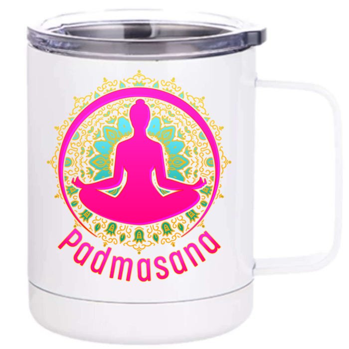 Padmasana Yoga Lotus Pose Front & Back 12oz Stainless Steel Tumbler Cup