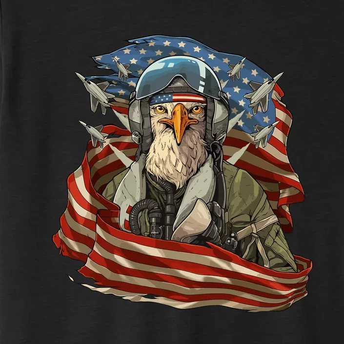 Patriotic American Eagle Fighter Pilot 4th Of July ChromaSoft Performance T-Shirt