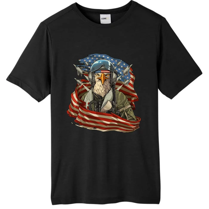 Patriotic American Eagle Fighter Pilot 4th Of July ChromaSoft Performance T-Shirt