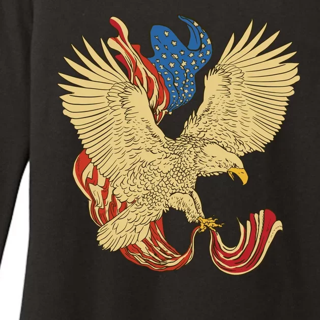 Patriotic American Eagle And United States Flag Womens CVC Long Sleeve Shirt