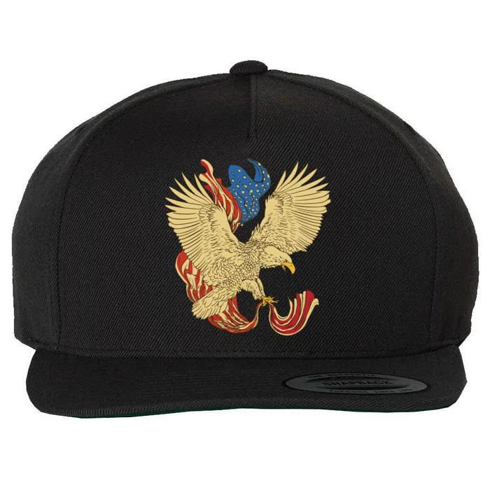 Patriotic American Eagle And United States Flag Wool Snapback Cap