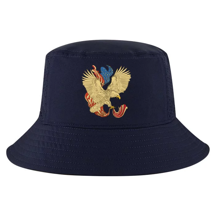 Patriotic American Eagle And United States Flag Cool Comfort Performance Bucket Hat