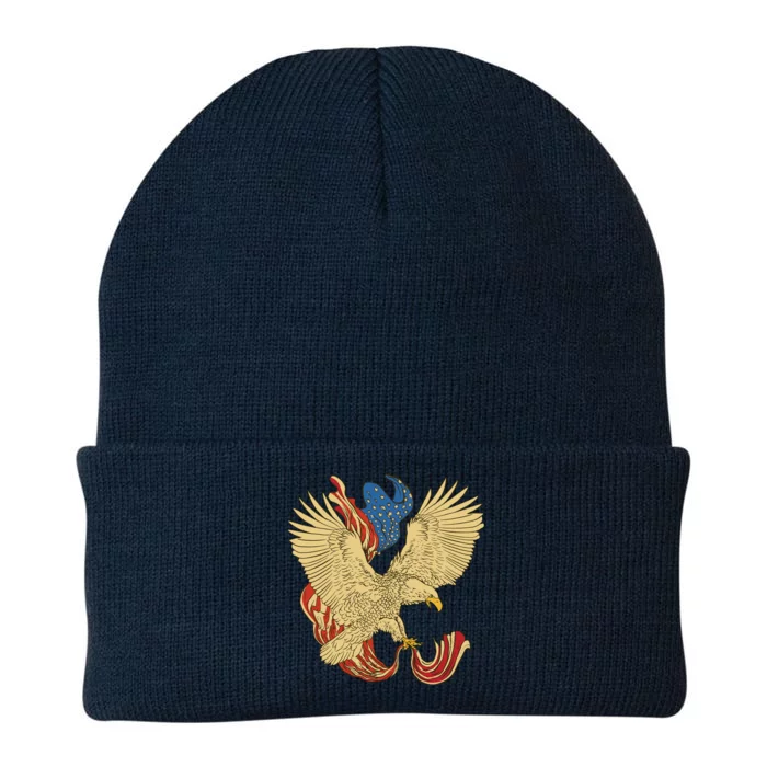 Patriotic American Eagle And United States Flag Knit Cap Winter Beanie