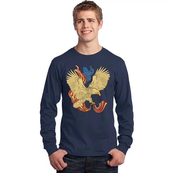 Patriotic American Eagle And United States Flag Tall Long Sleeve T-Shirt