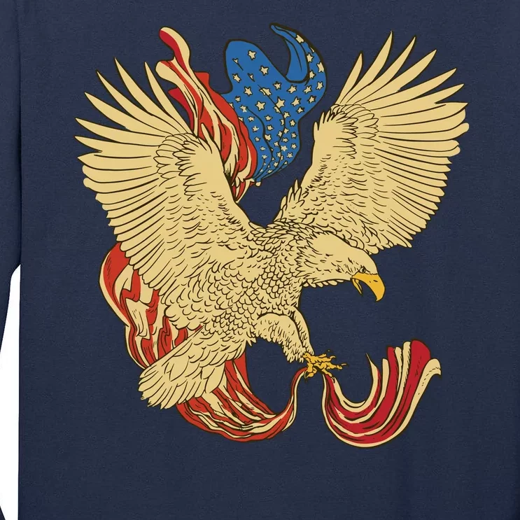 Patriotic American Eagle And United States Flag Tall Long Sleeve T-Shirt