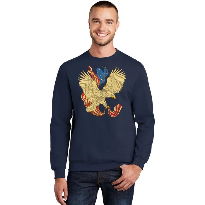 Patriotic American Eagle And United States Flag Tall Sweatshirt