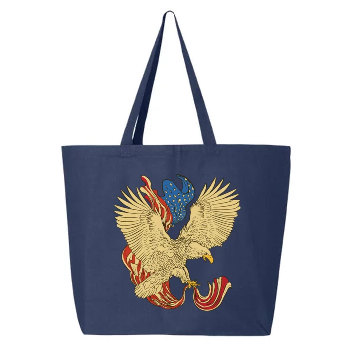 Patriotic American Eagle And United States Flag 25L Jumbo Tote