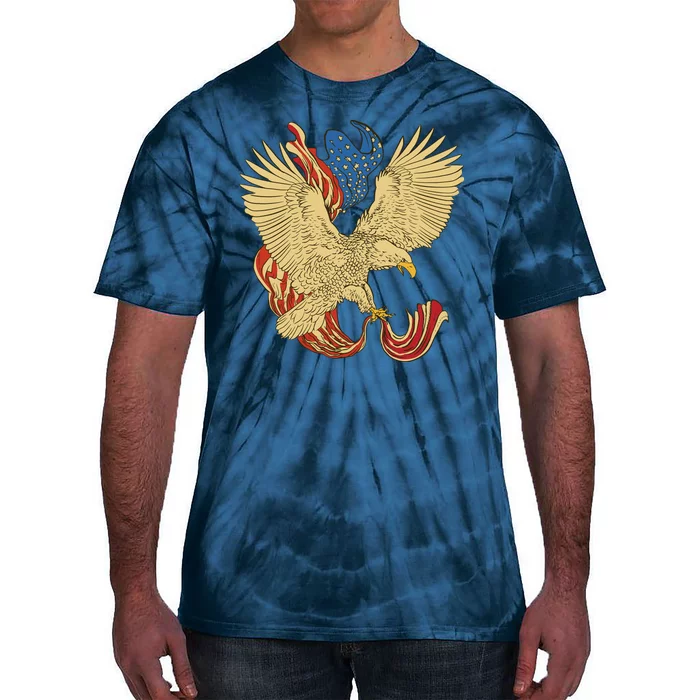 Patriotic American Eagle And United States Flag Tie-Dye T-Shirt