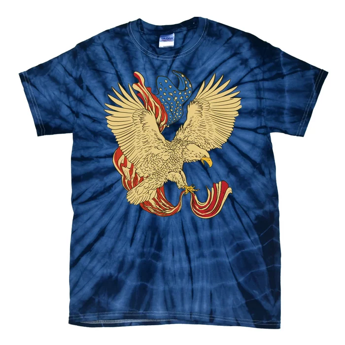 Patriotic American Eagle And United States Flag Tie-Dye T-Shirt