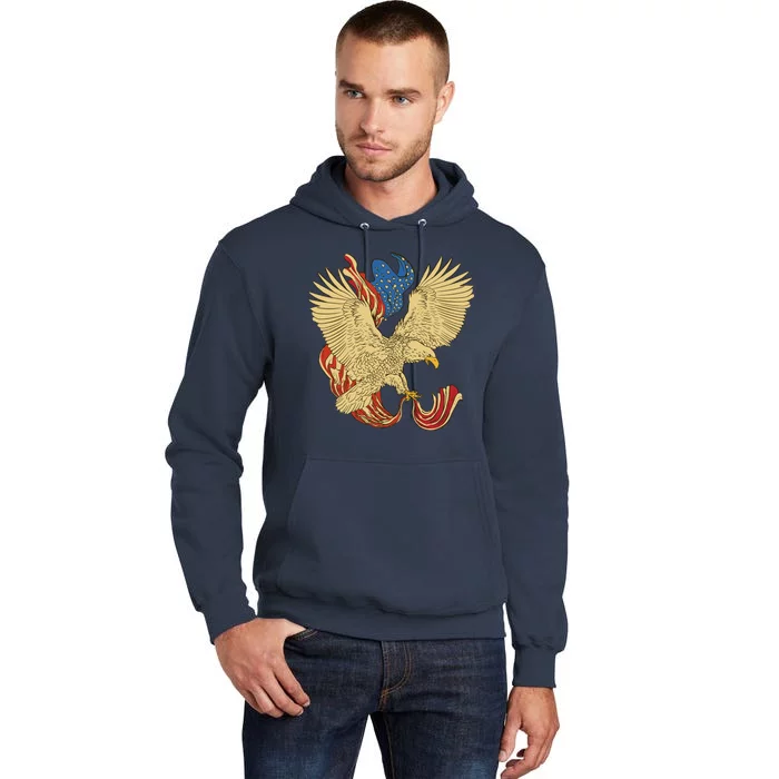 Patriotic American Eagle And United States Flag Tall Hoodie