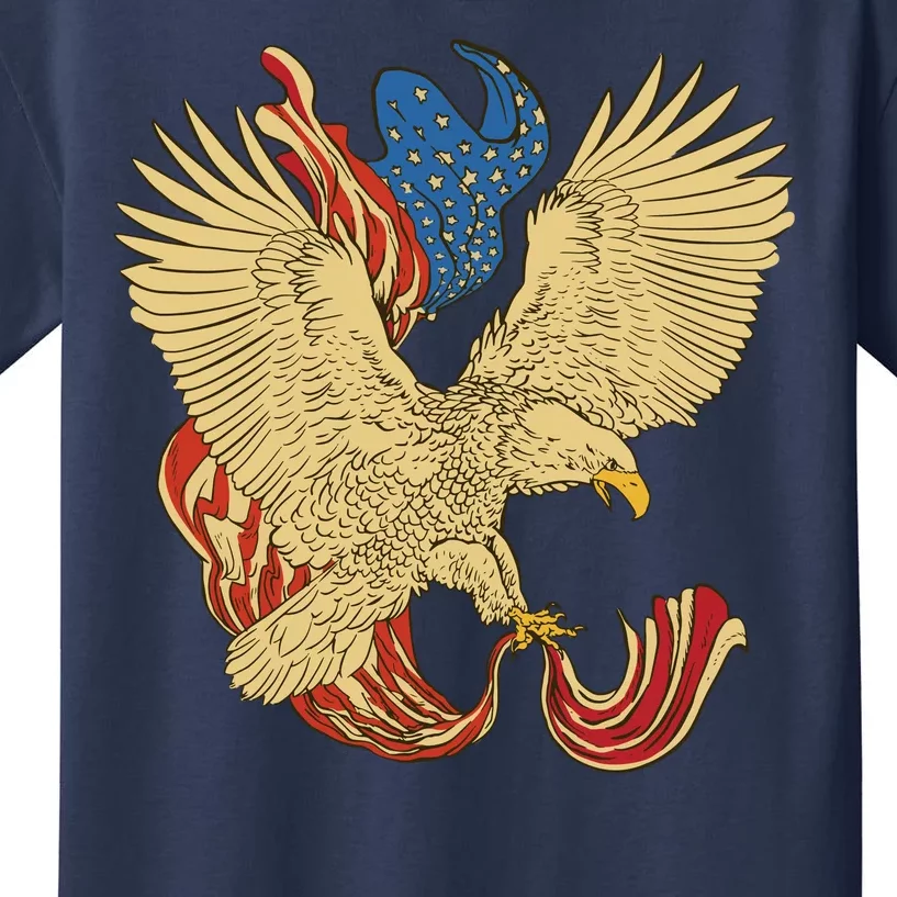 Patriotic American Eagle And United States Flag Kids T-Shirt