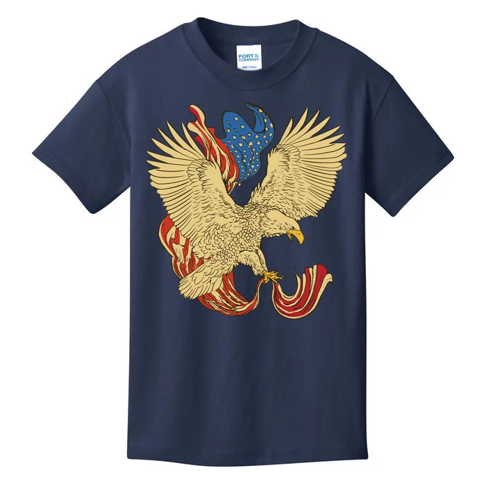 Patriotic American Eagle And United States Flag Kids T-Shirt