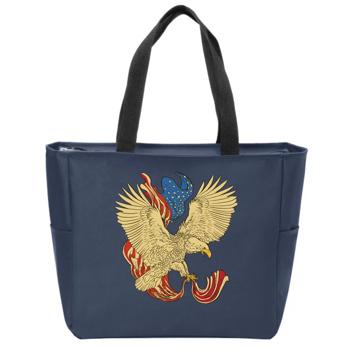 Patriotic American Eagle And United States Flag Zip Tote Bag