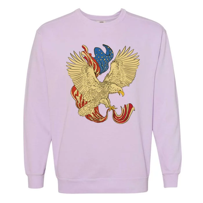 Patriotic American Eagle And United States Flag Garment-Dyed Sweatshirt